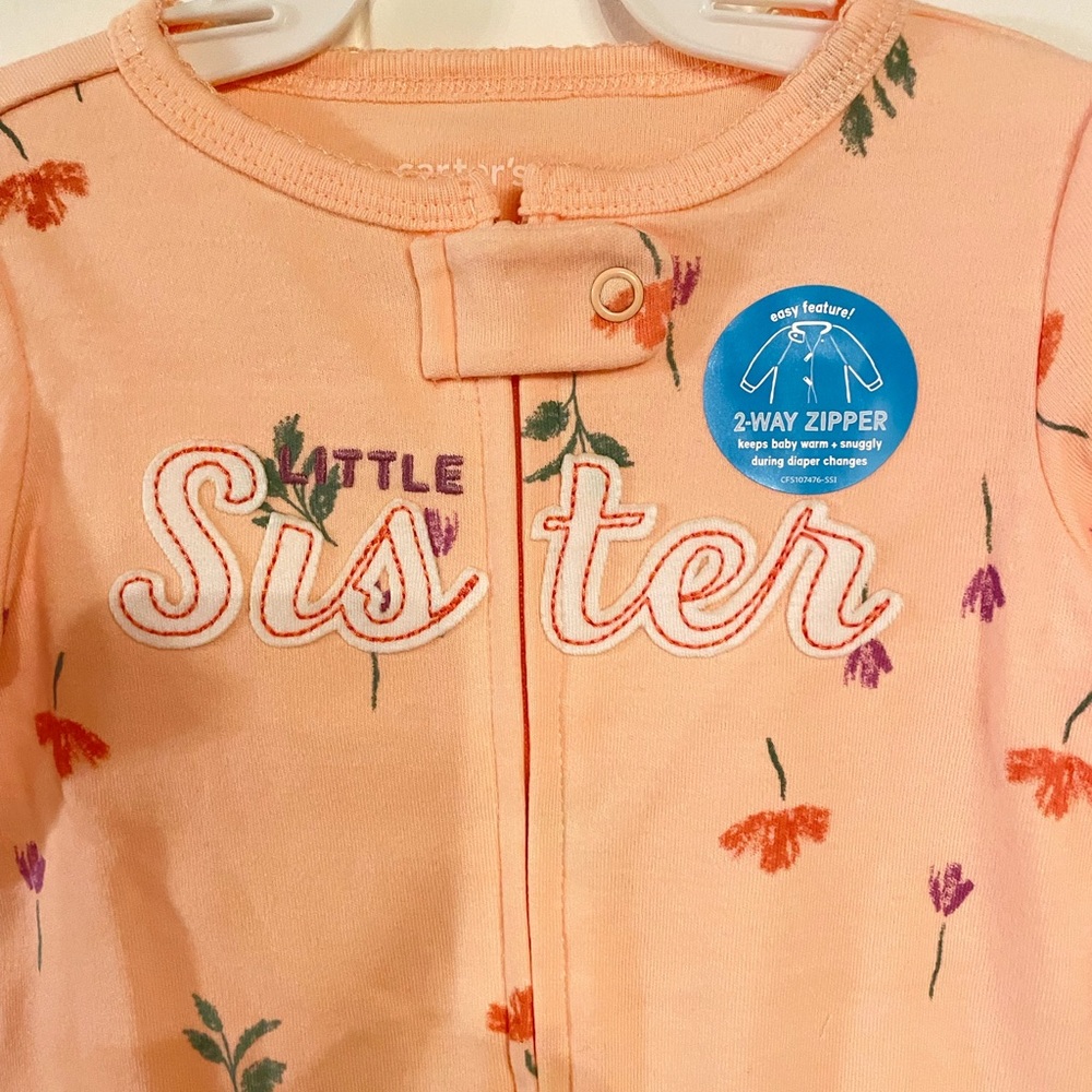 Carter's® Baby Girls Little Sister Footie Pajamas NEW - Picture 2 of 6